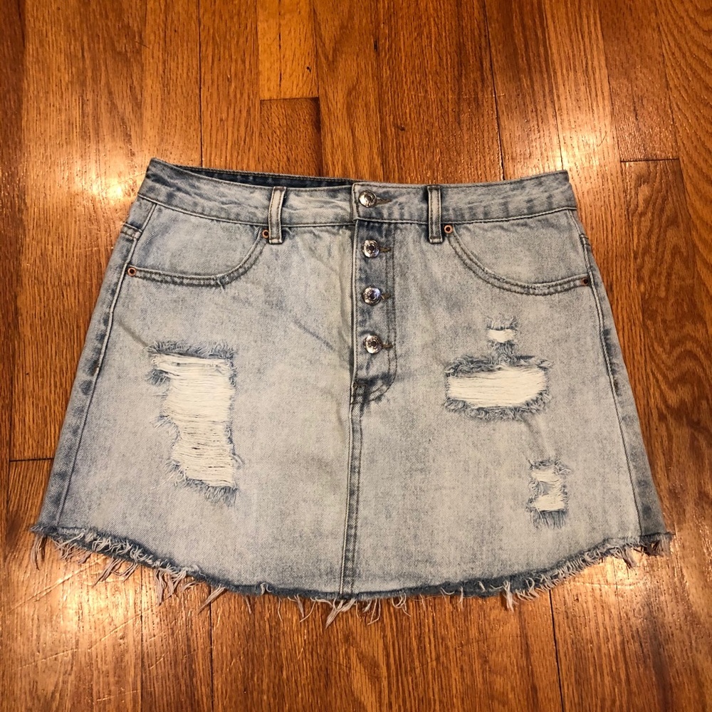 Forever 21 Slightly Distressed Jean Skirt